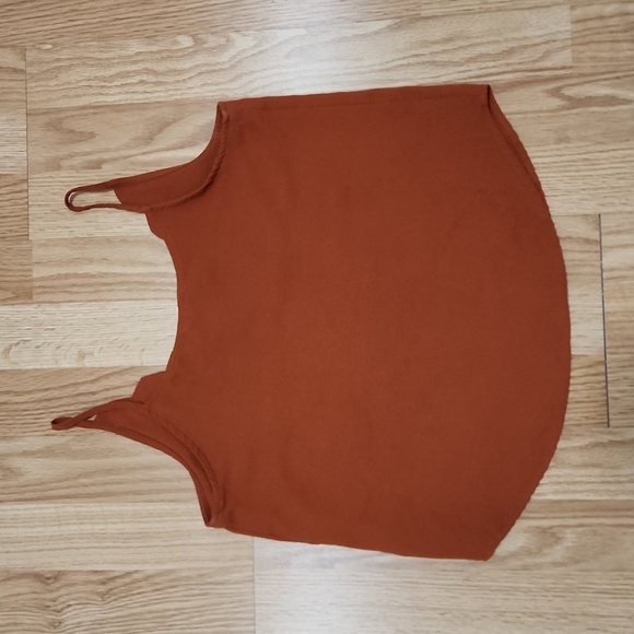 Anthropology E (hanger) M rust colored scalloped camisole top size small - Picture 4 of 5